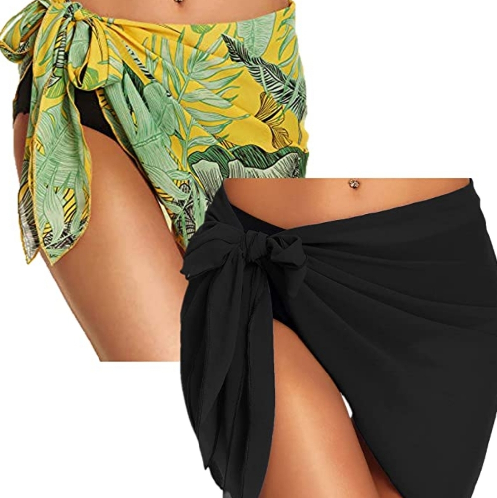 NWT Two Piece Chiffon Cover Up Beach Wrap Sarong